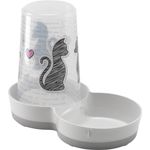 Automatic food and water dispenser Cats in love Grey & White