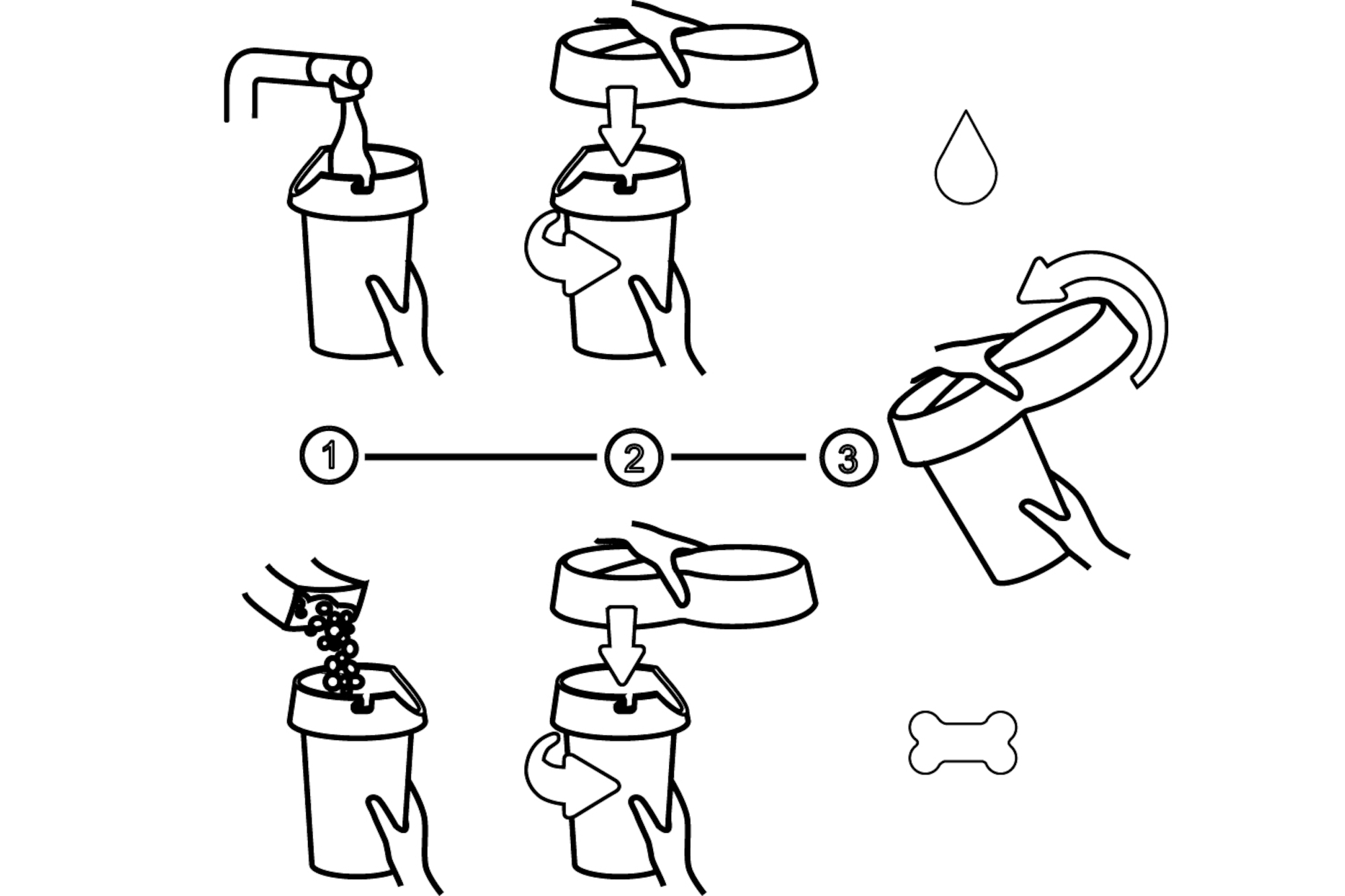 Flamingo Automatic food and water dispenser Cats in love Grey & White