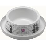 Feeding and drinking bowl Cats in love Round White
