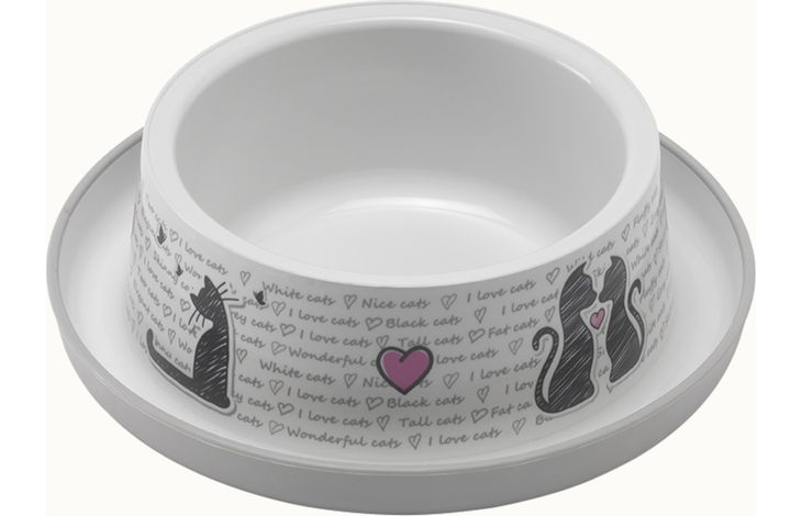 Flamingo Feeding and drinking bowl Cats in love Round White