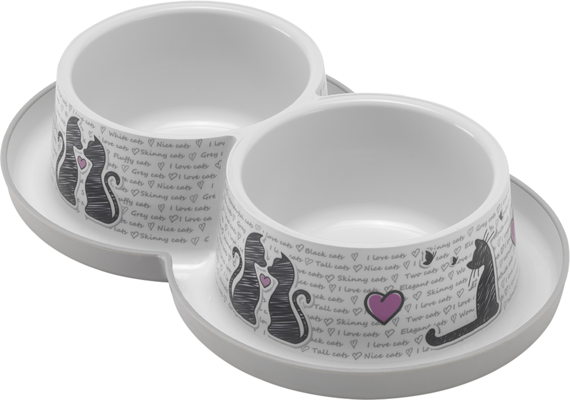 Flamingo Bol para comida y bebida Combo Cats in love Blanco