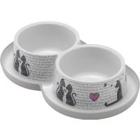 Flamingo Bol para comida y bebida Combo Cats in love Blanco