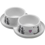 Feeding and drinking bowl Combo Cats in love White