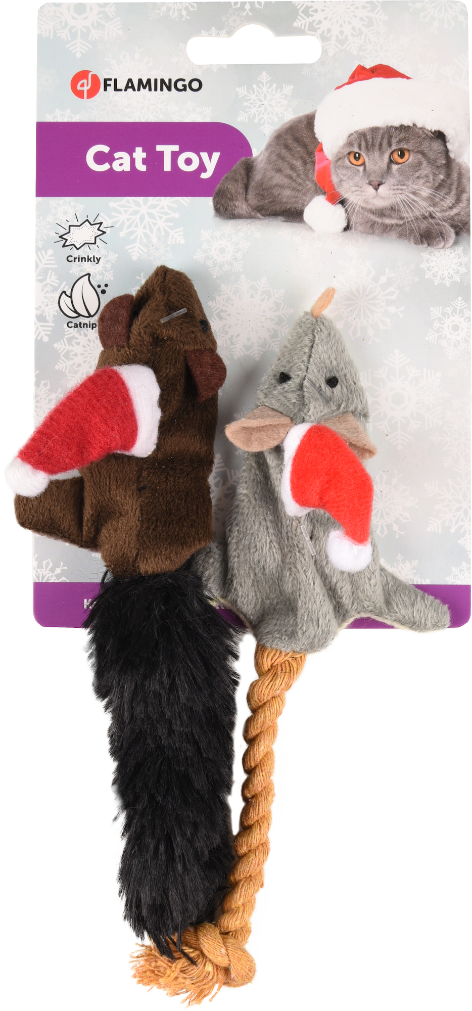 Flamingo Christmas Toy Mouse Beige Brown Grey Red White 