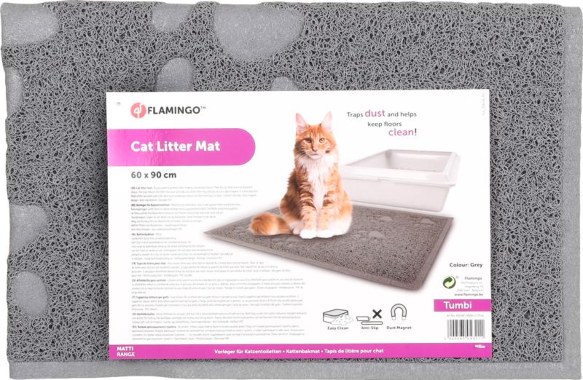 Flamingo Cat litter tray mat Tumbi Matti Grey