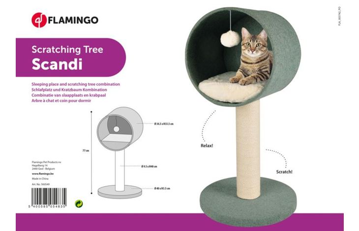 Flamingo Scratching tree  Scandi Mint green & White