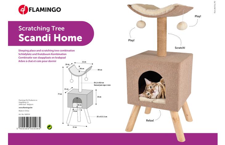 Flamingo Kratzbaum Scandi Beige & Natürlich & Weiß