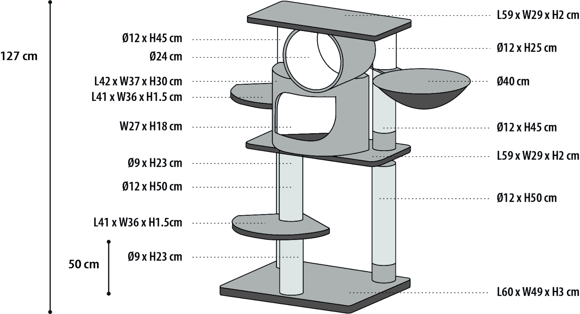 Flamingo Kratzbaum Brownie 3 Dunkelbraun