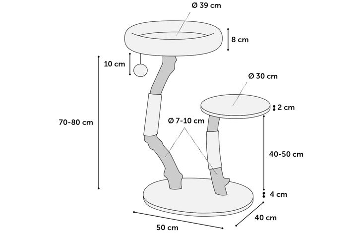 Flamingo Árbol rascador Betula 2 Marrón & Natural