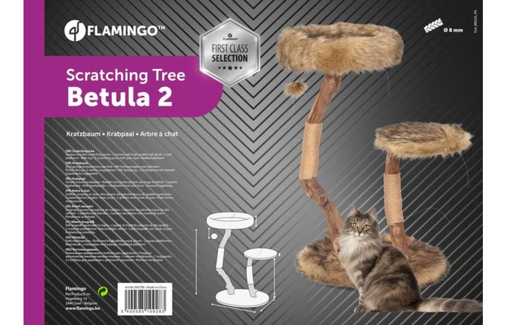 Flamingo Árbol rascador Betula 2 Marrón & Natural