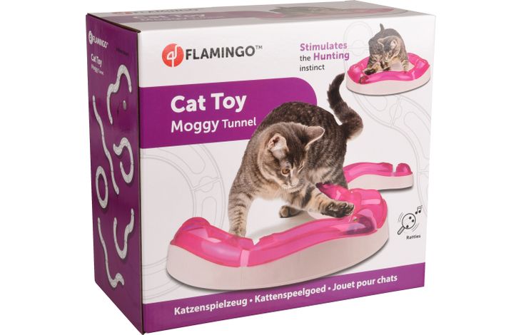 Flamingo Toy Moggy  with ball Pink & White