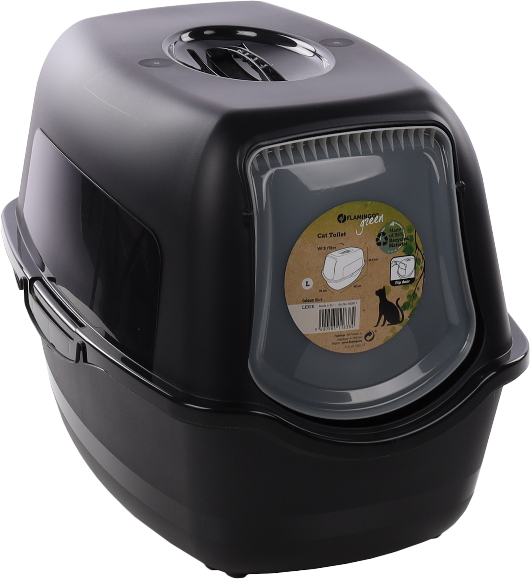 Flamingo Cat toilet Lexie Black
