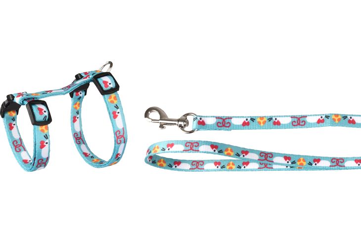 Flamingo Harness with leash Kitten Arwen Light blue