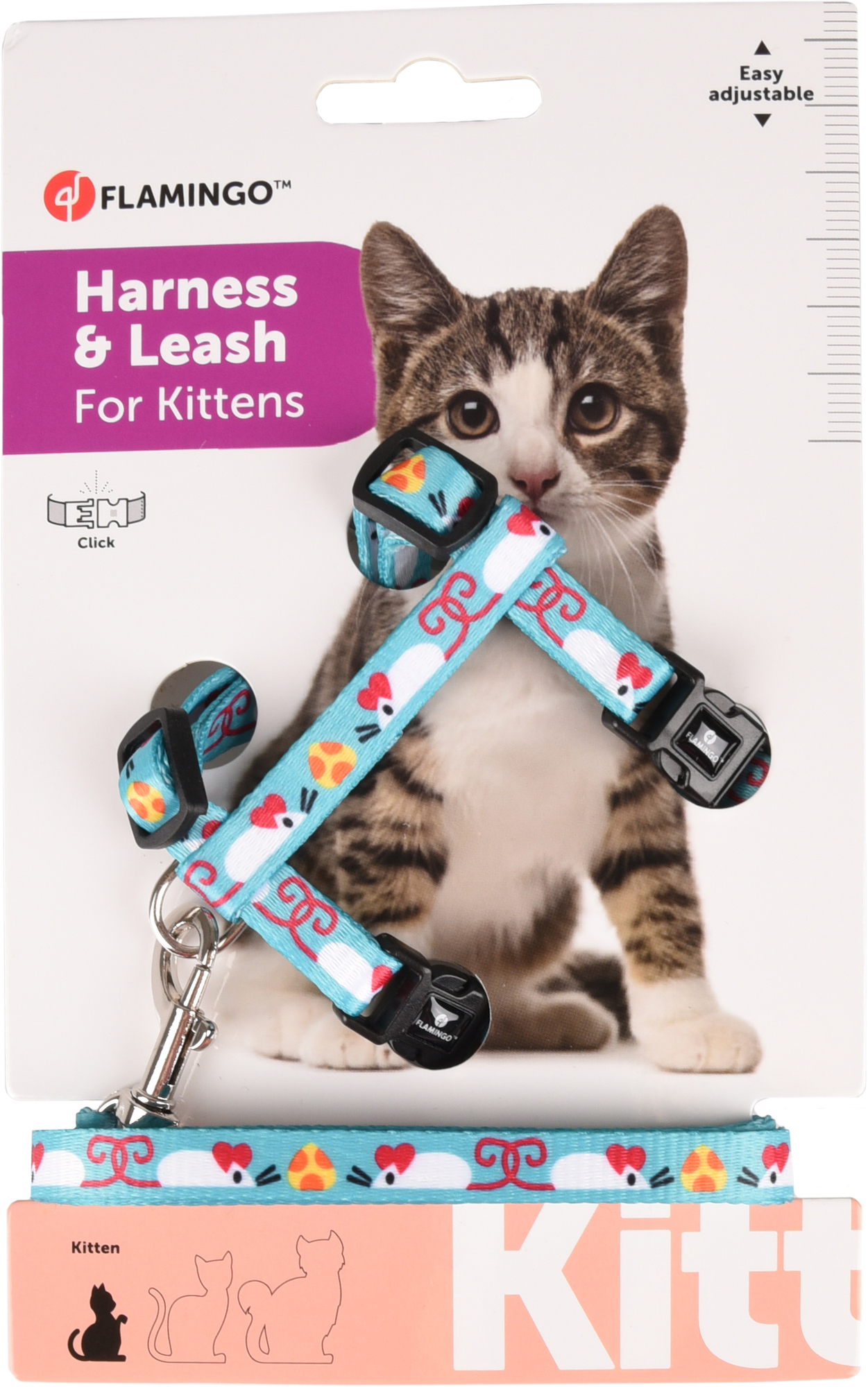 Flamingo Harness with leash Kitten Arwen Light blue
