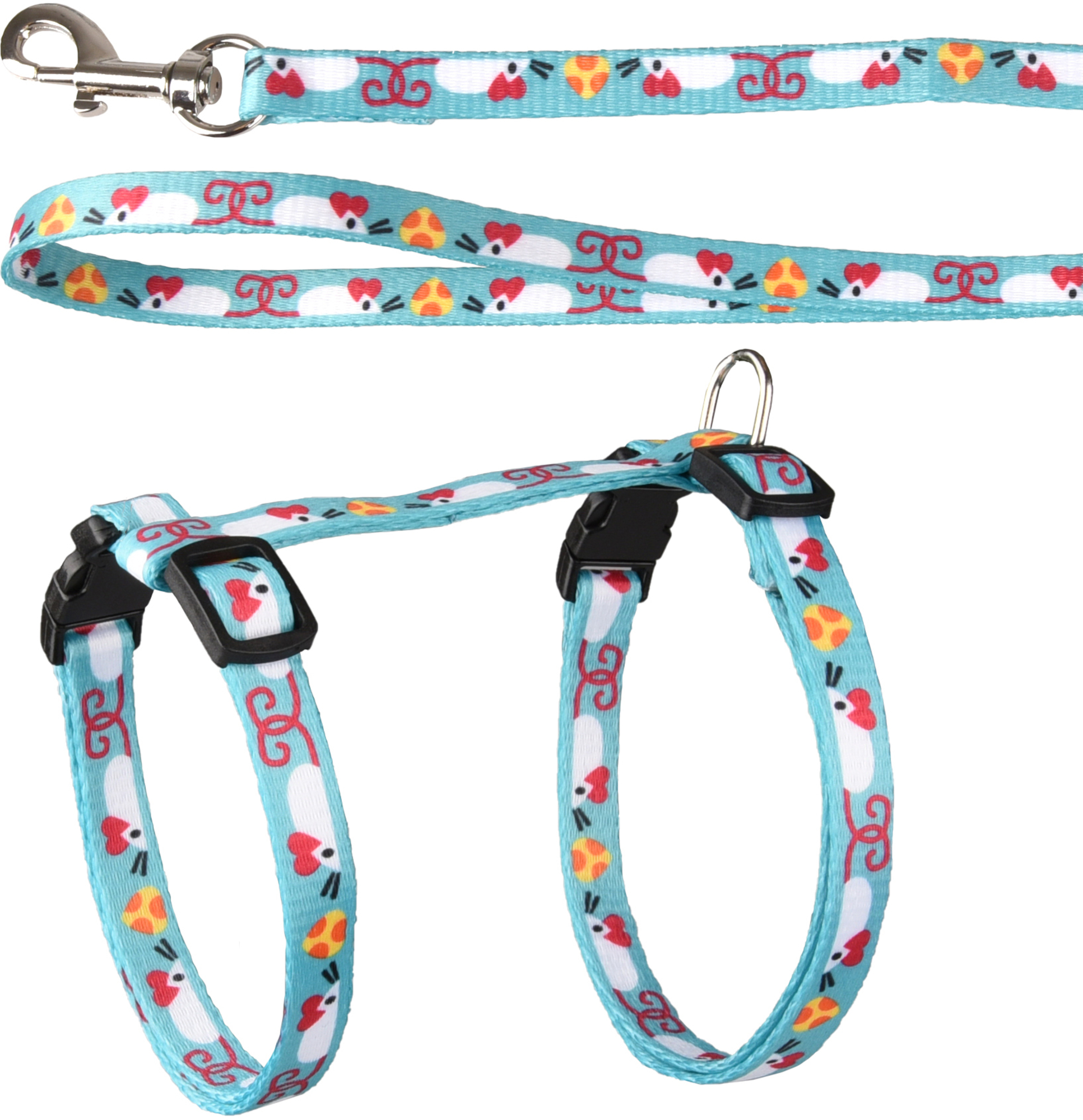 Flamingo Pettorina con guinzaglio Arwen Azzurro