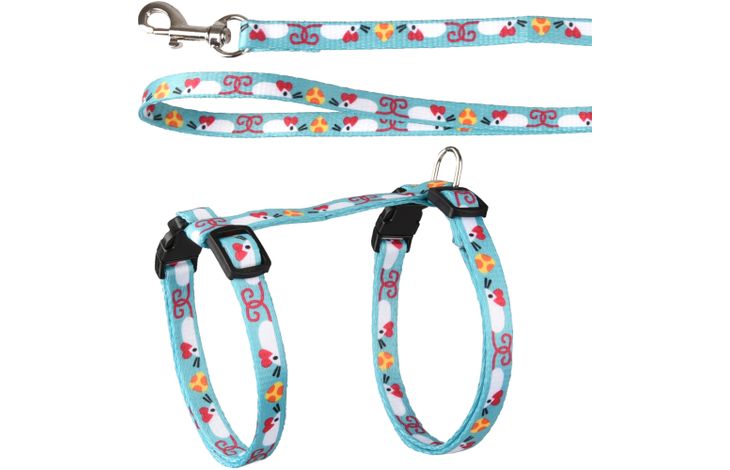 Flamingo Pettorina con guinzaglio Arwen Azzurro