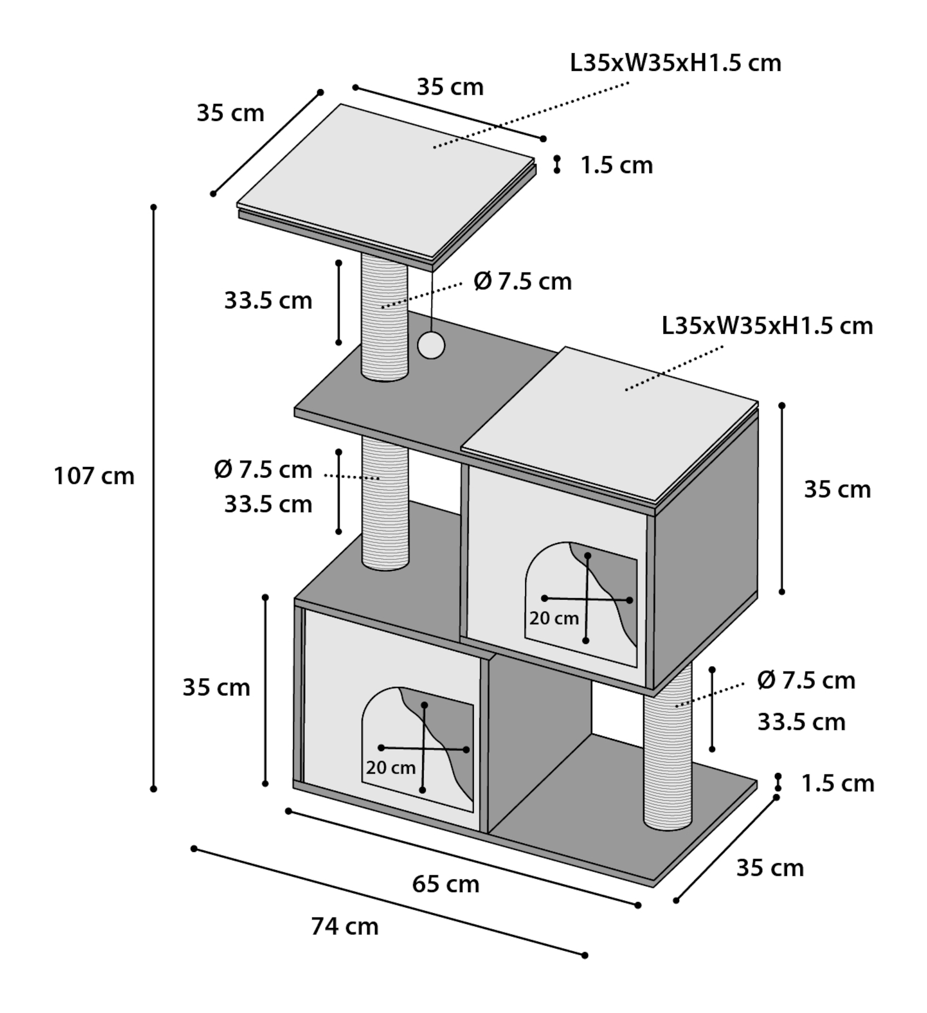 Flamingo Árbol rascador Dana Beige & Crudo & Natural & Blanco