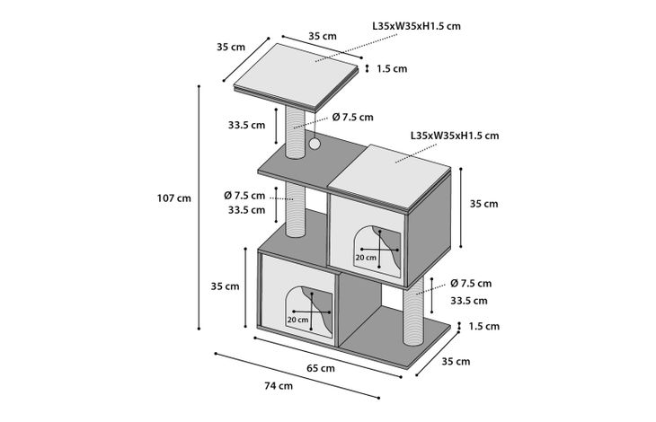 Flamingo Árbol rascador Dana Beige & Crudo & Natural & Blanco