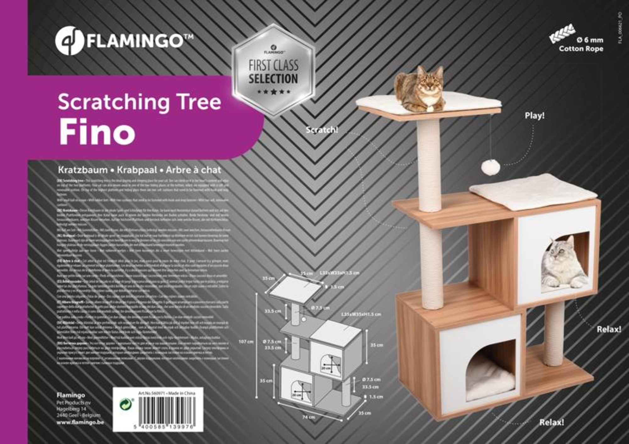 Flamingo Árbol rascador Dana Beige & Crudo & Natural & Blanco