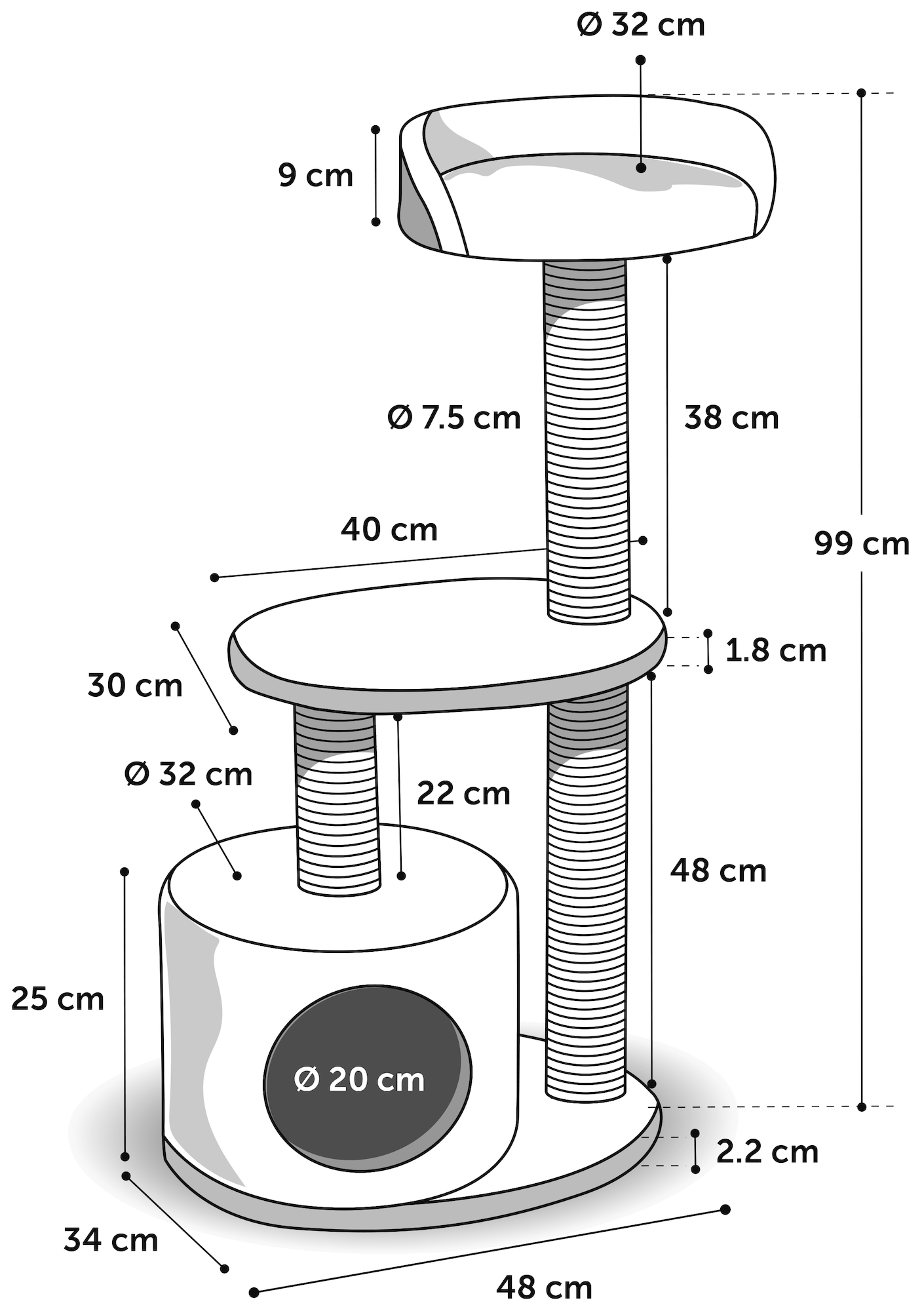 Flamingo Arbre à chat Echo Gris & Blanc
