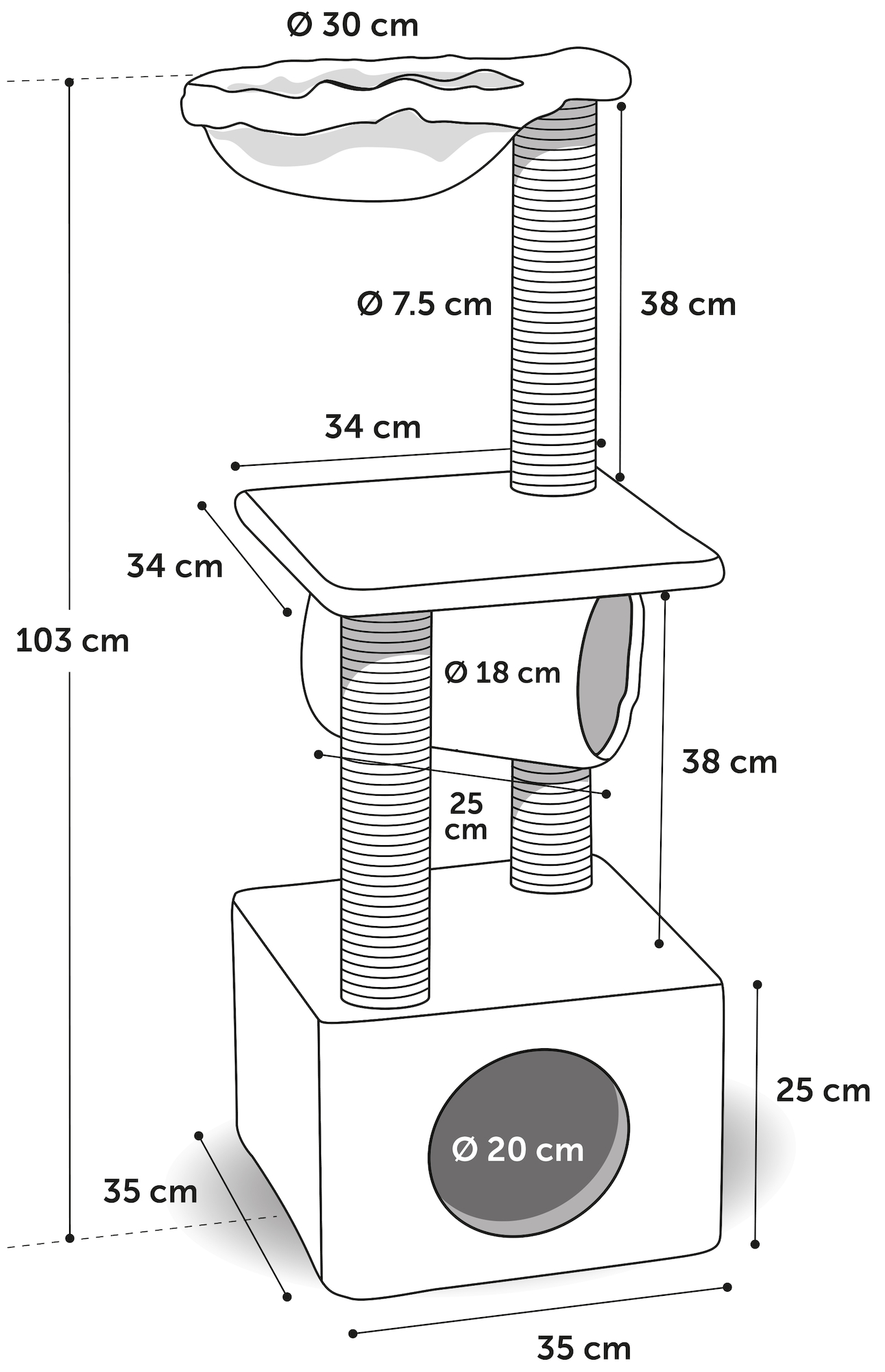 Flamingo Kratzbaum Gulf Schwarz & Grau