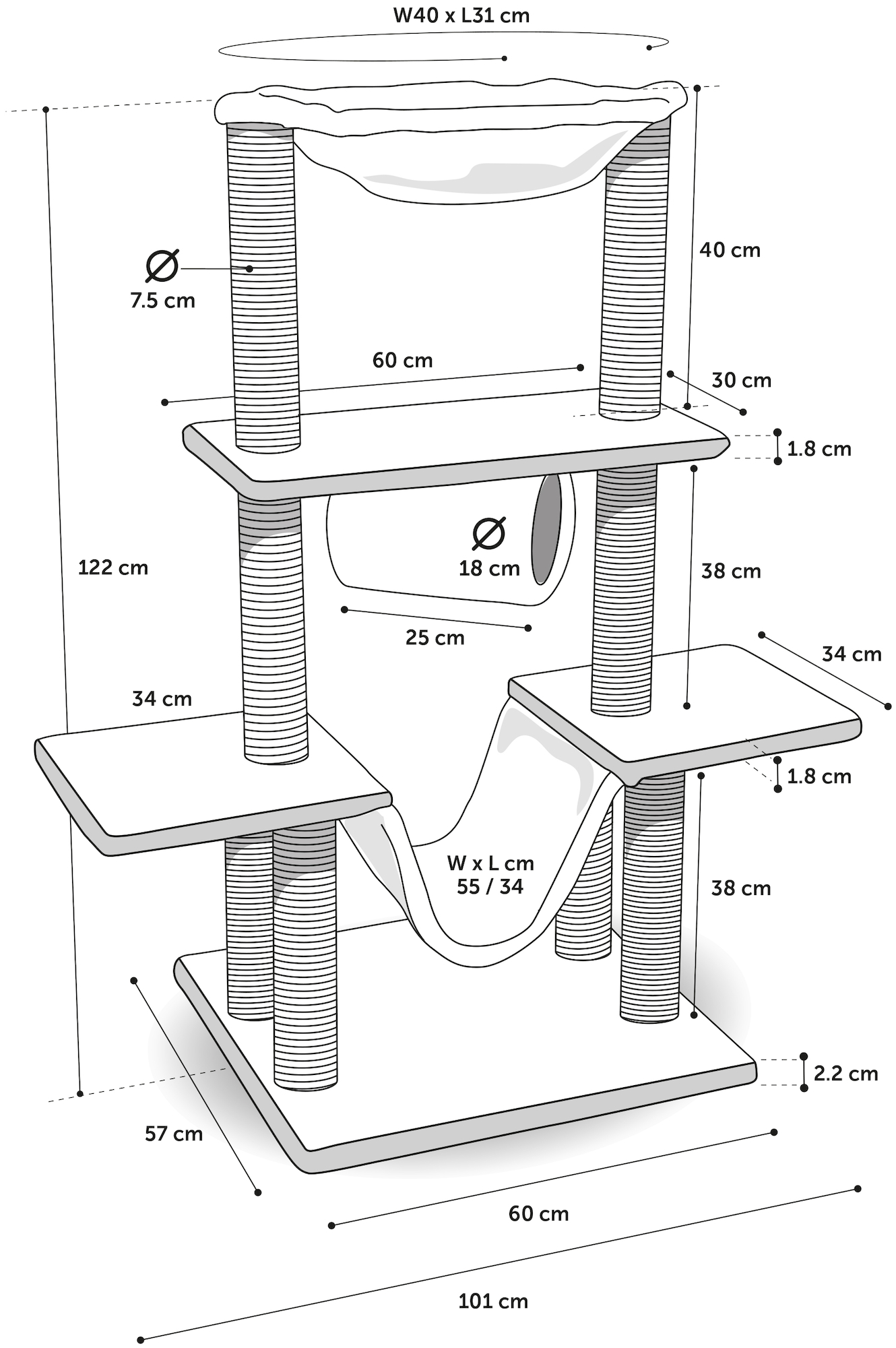 Flamingo Krabpaal Hamza Grijs & Wit