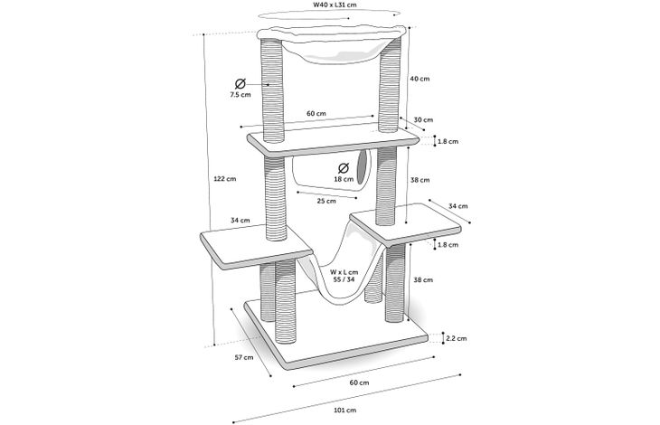 Flamingo Krabpaal Hamza Grijs & Wit