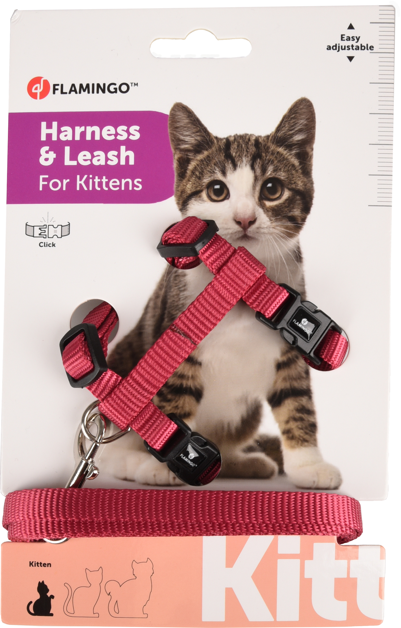 Harness with leash Kitten Ziggi Cherry red 560996 Flamingo Pet Products