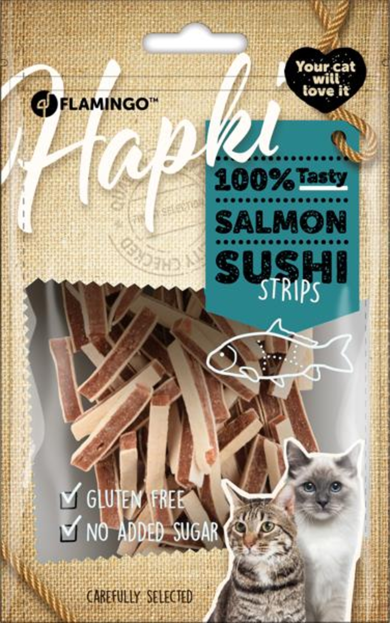 Flamingo Snacks Hapki Sushi strips with salmon 