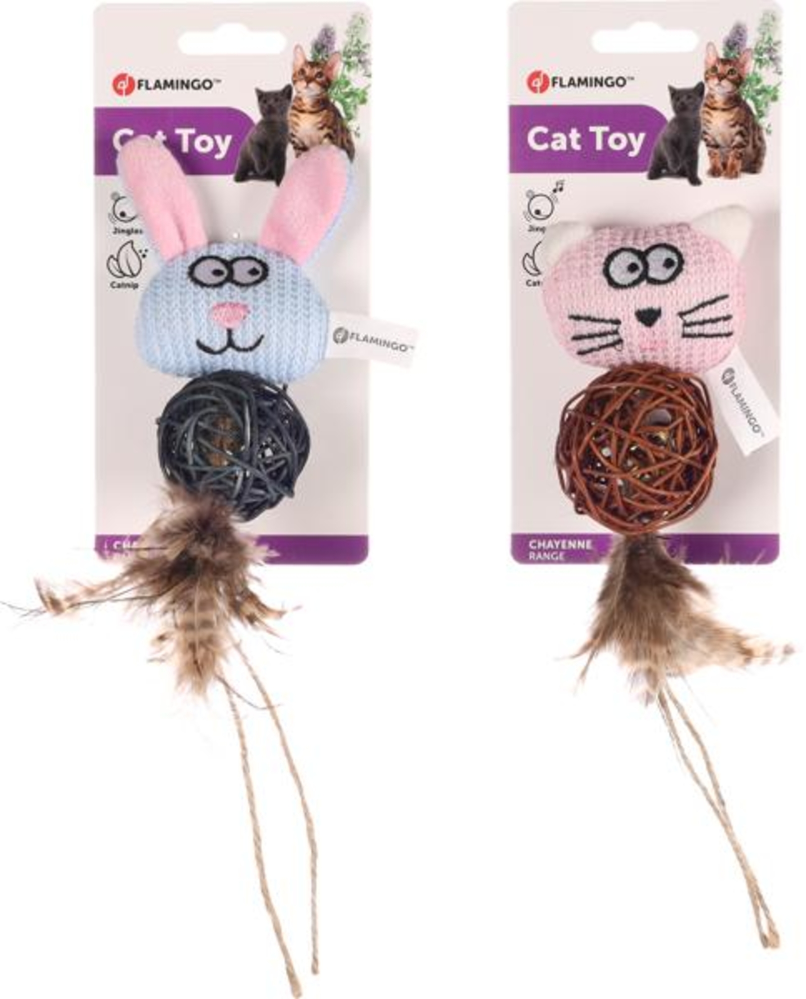 Flamingo Giocattolo Chayenne Coniglio & Gatto con pallina Colori multipli