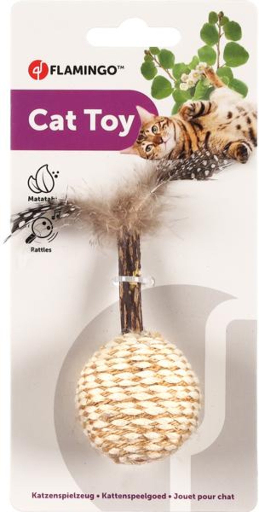 Flamingo Toy Navajo Ball & Stick & Feather Light brown
