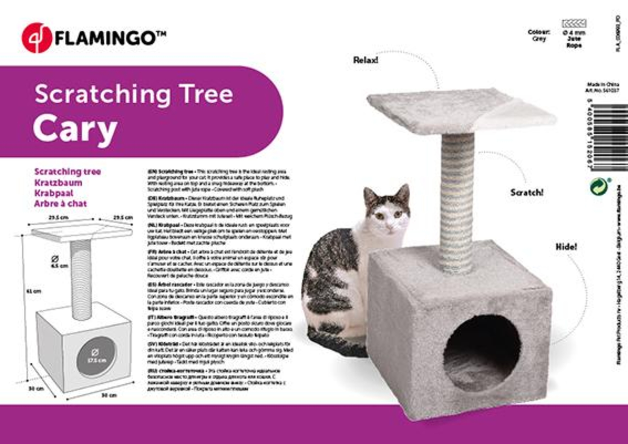 Flamingo Arbre à chat Cary Beige clair & Gris clair