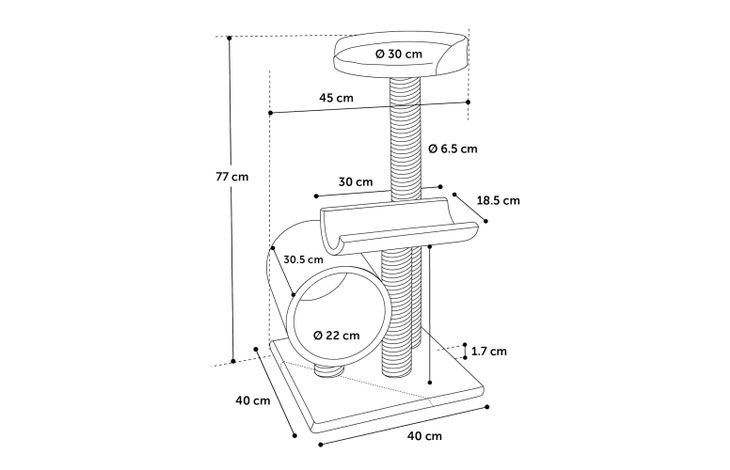 Flamingo Kratzbaum Burt Hellbeige & Hellgrau