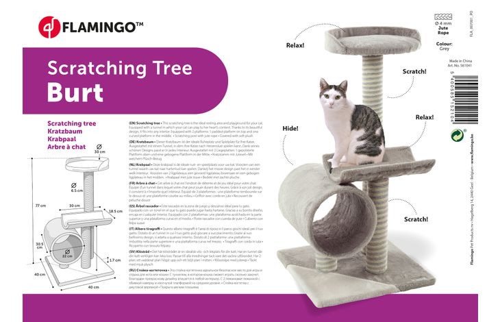 Flamingo Kratzbaum Burt Hellbeige & Hellgrau