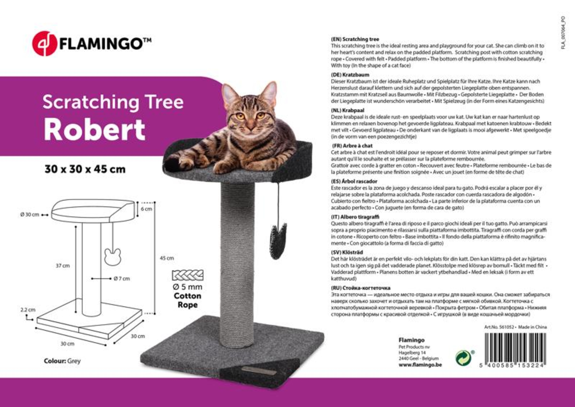 Flamingo Arbre à chat Robert Gris & Gris foncé