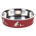 Feeding and drinking bowl Kena Bordeaux White Silver - Stainless steel