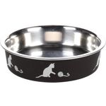 Feeding and drinking bowl Kena Round Black & Silver