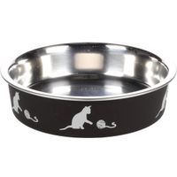 Flamingo Ciotola per cibo e acqua Kena Rotondo Nero & Argento