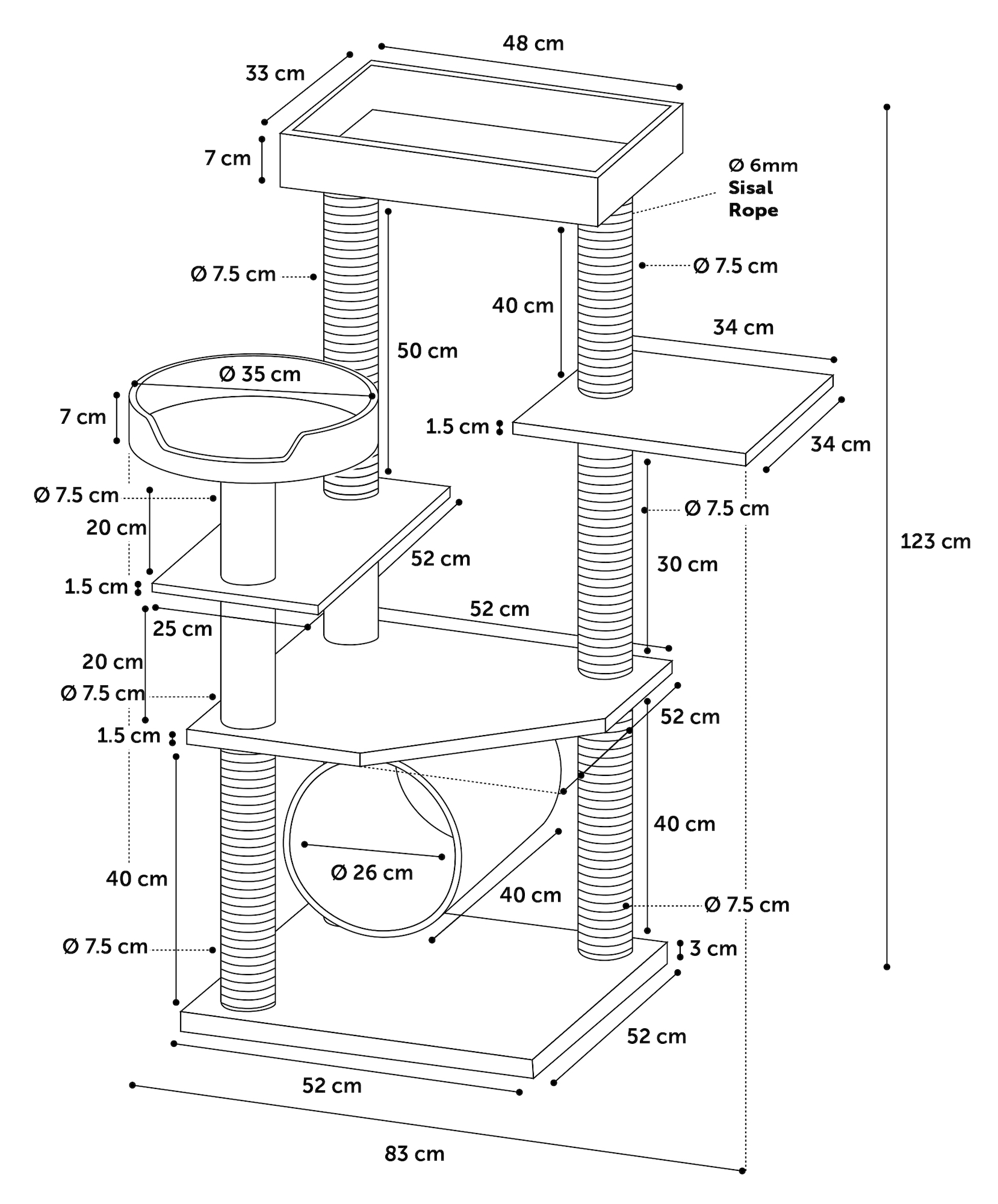 Flamingo Krabpaal Granda Grijs & Naturel