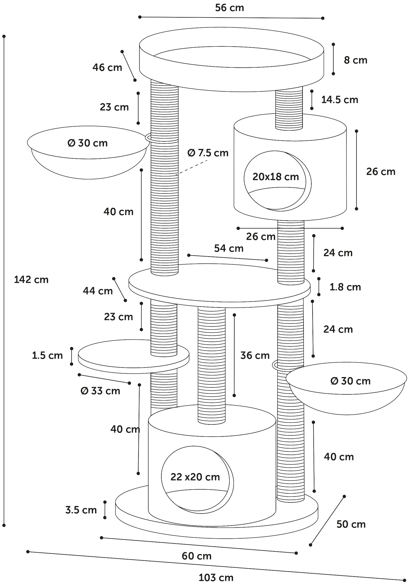 Flamingo Krabpaal Inga Beige & Wit