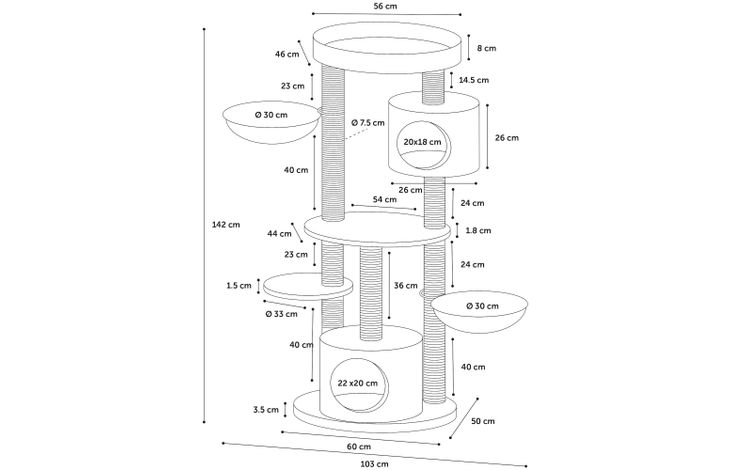 Flamingo Krabpaal Inga Beige & Wit