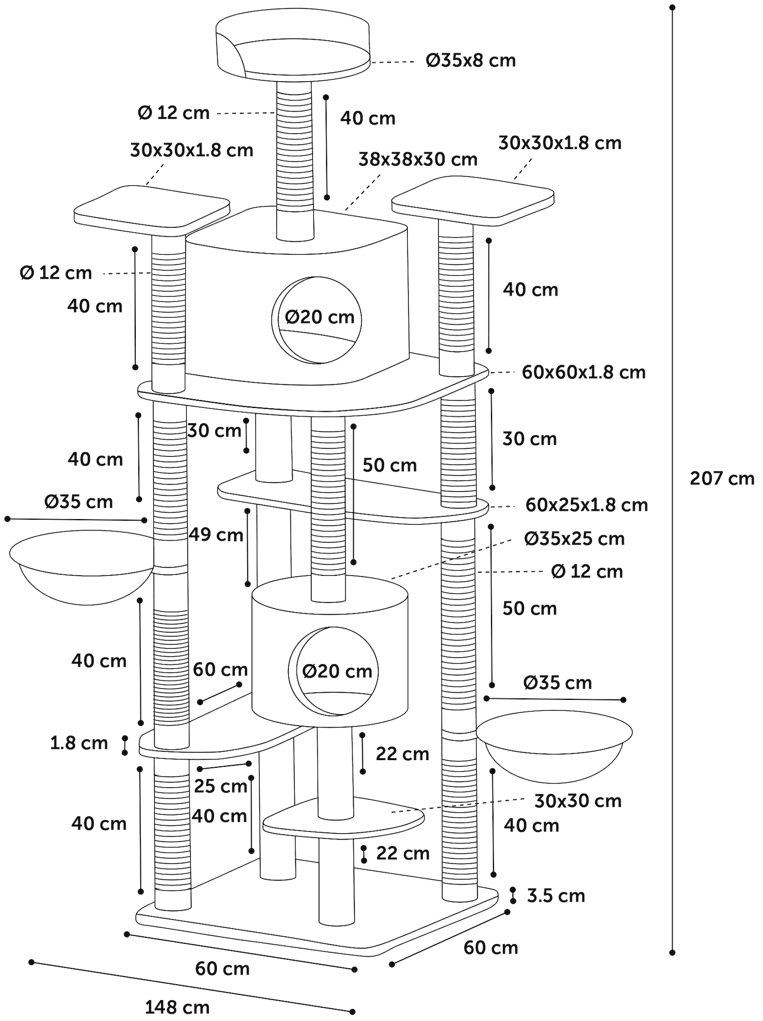 Flamingo Krabpaal Giganto Grijs & Wit
