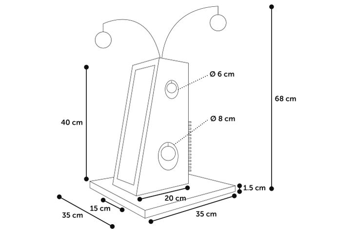 Flamingo Arbre à chat Lara Gris & Gris foncé & Naturel