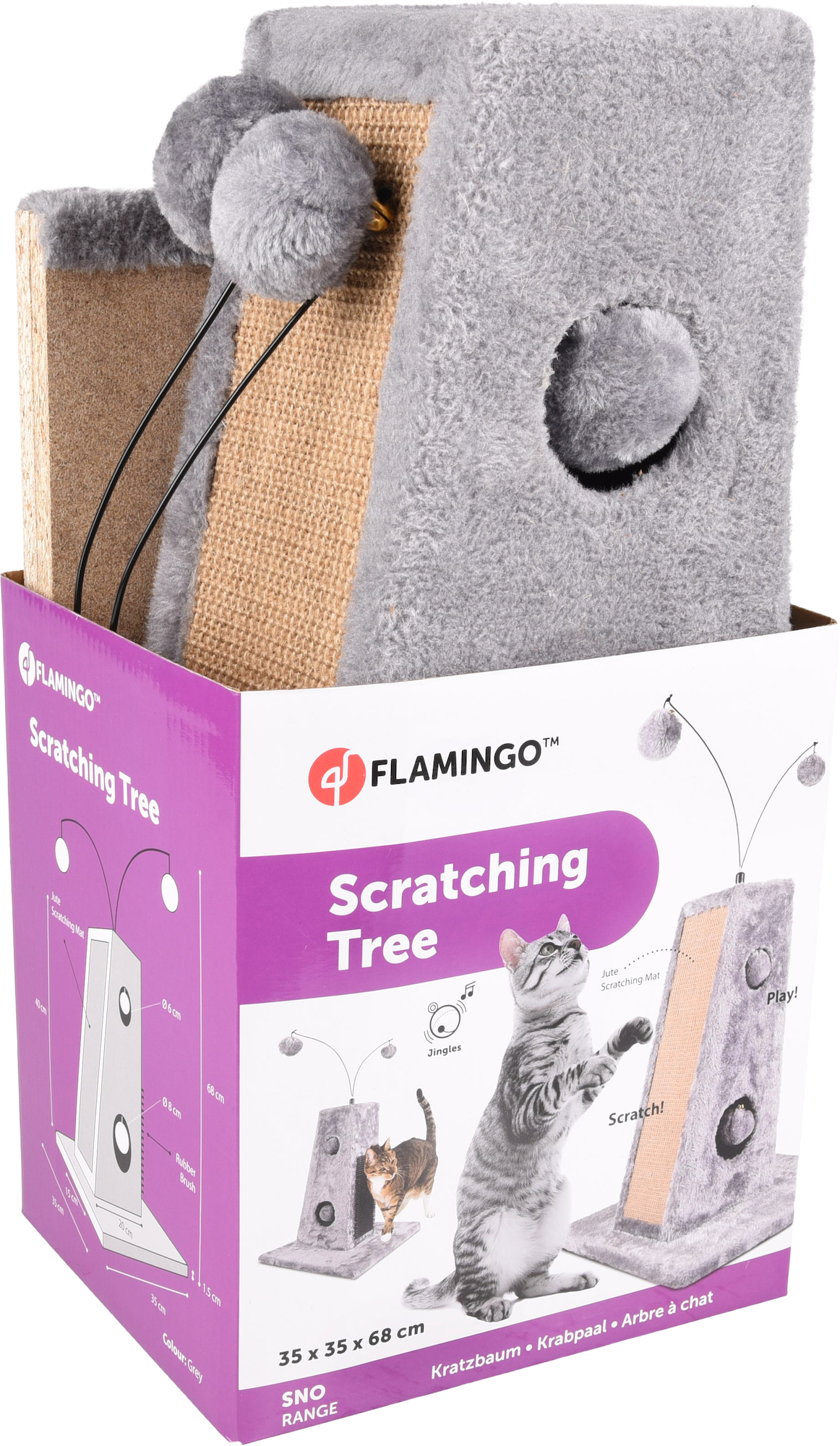 Flamingo Arbre à chat Lara Gris & Gris foncé & Naturel