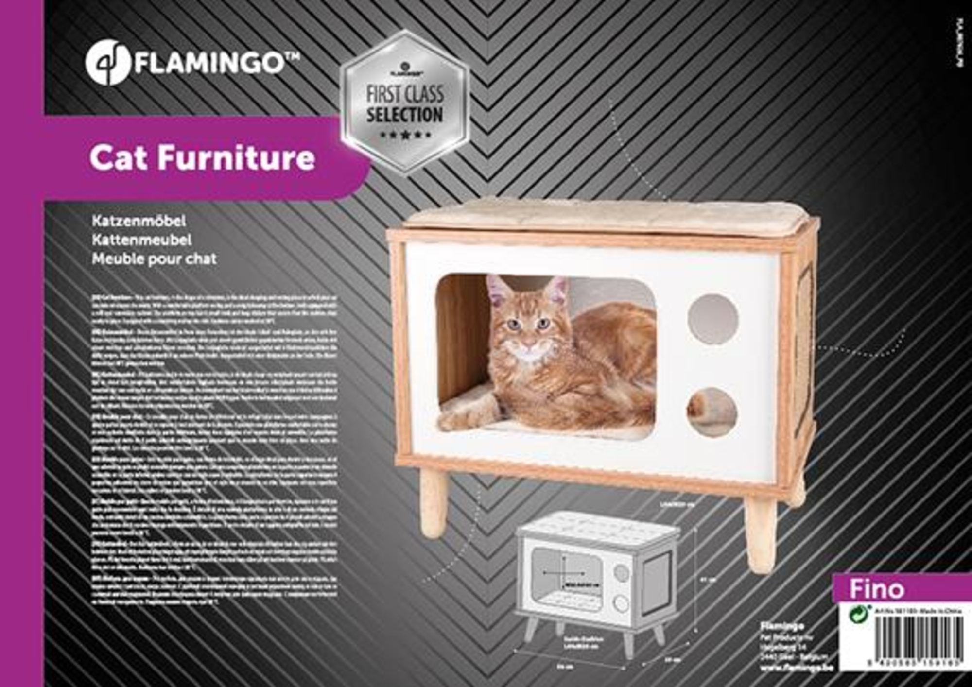 Flamingo Scratching furniture Fino White & Brown & Natural