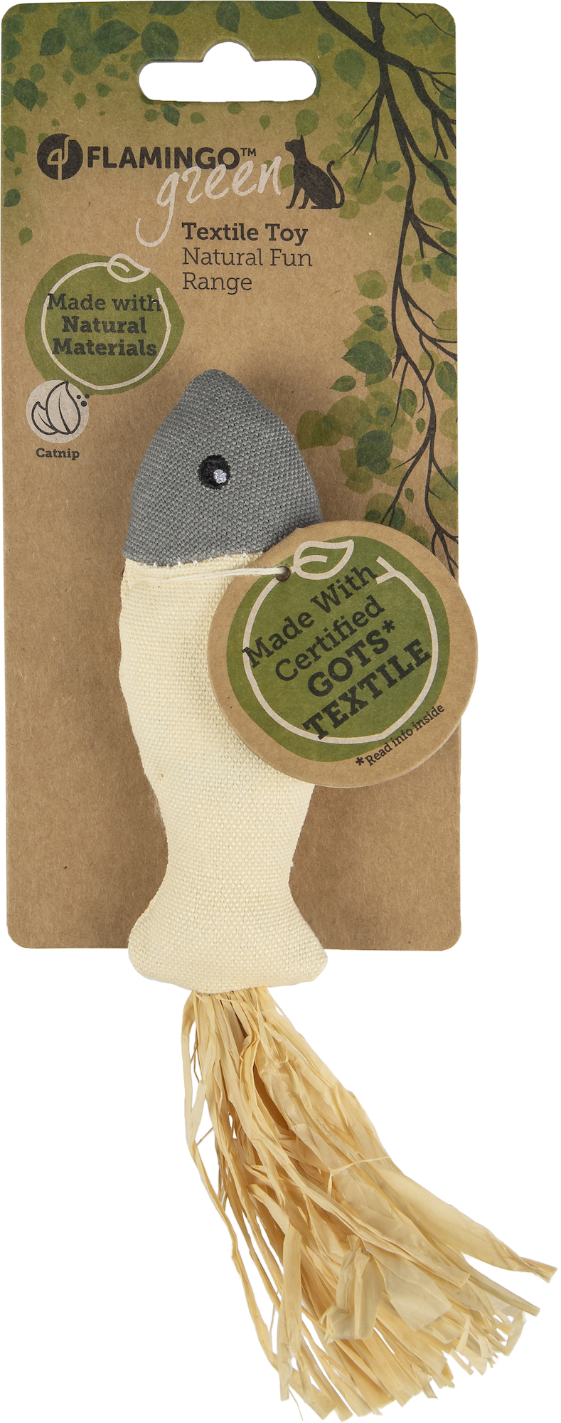 Flamingo Toy Natural Fun Fish Grey & Beige