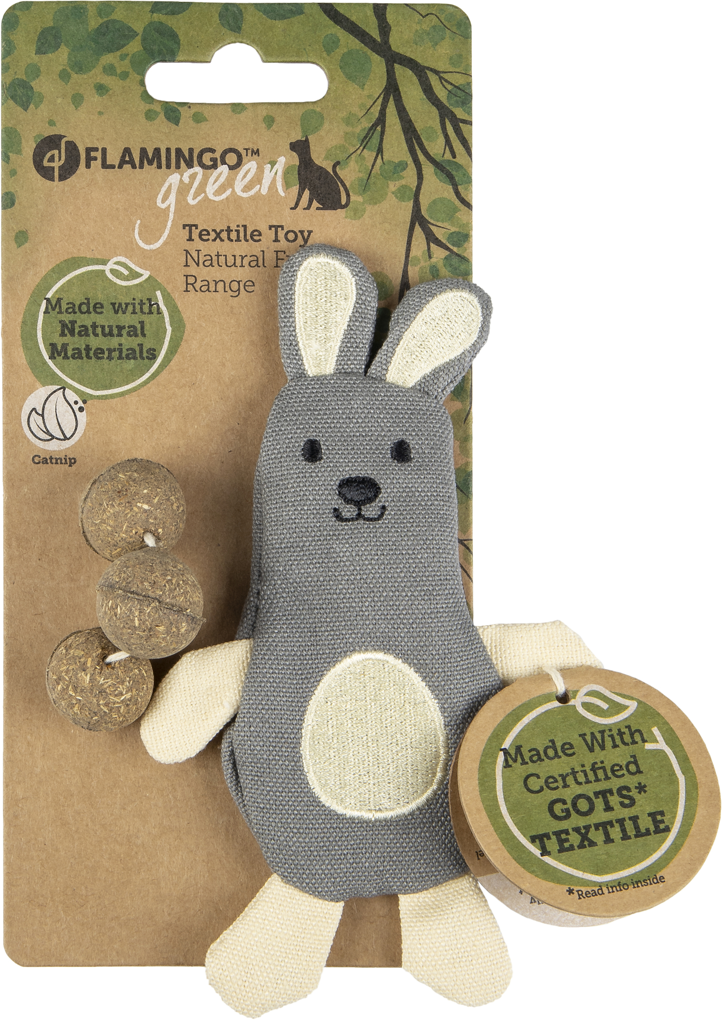 Flamingo Toy Natural Fun Rabbit Grey & Beige