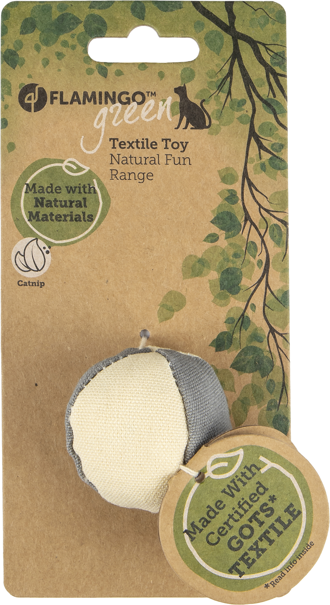 Flamingo Toy Natural Fun Ball Grey & Beige