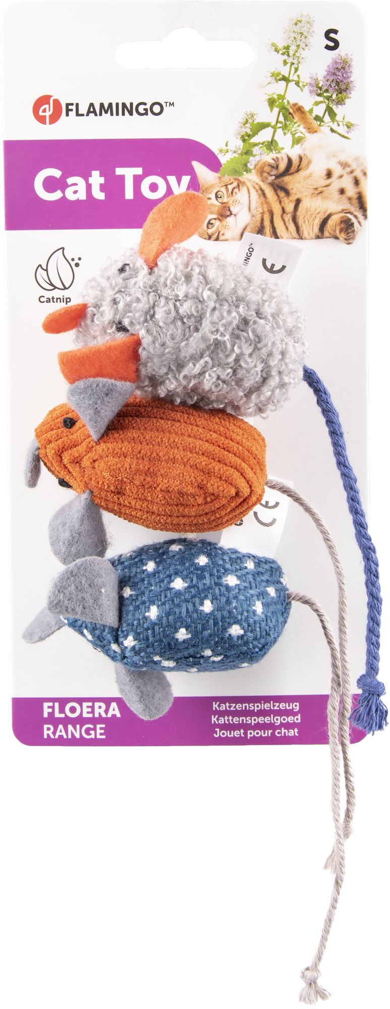 Flamingo Spielzeug Floera Maus Blau & Grau & Orange