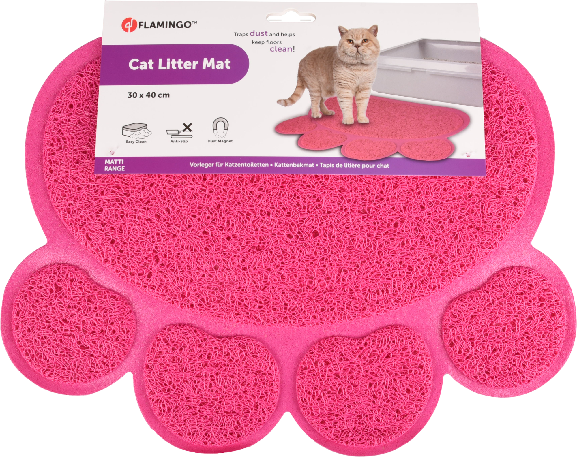 Flamingo Cat litter tray mat Pitou Matti Fuchsia